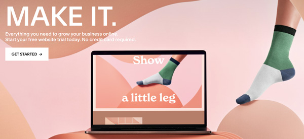 Squarespace's homepage with the phrase: "Make it"